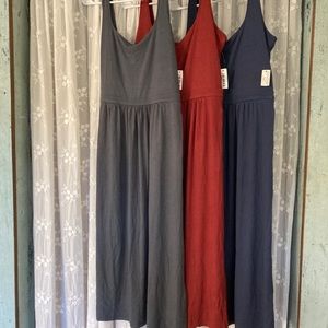 Three NWT Jersey Tank Midi Dresses
